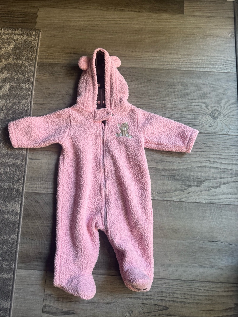 Carter’s Pink hooded onesie size 9 months